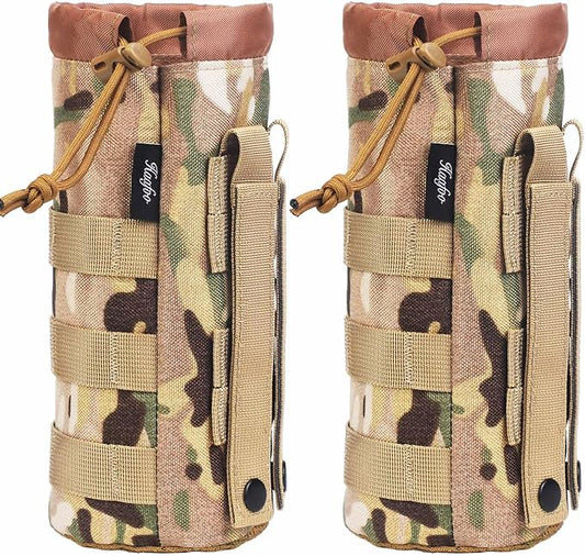 Molle Water Bottle Holder, Upgraded 1000D Nylon Tactical Molle Water Bottle Pouch, Sports Water Bottle Bag Bottom Mesh Lining Hydration Carrier for Camping, Climbing, Hiking and Travelling
