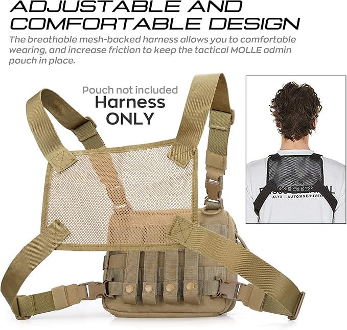 WYNEX Tactical Large Admin Pouch of Double Layer Design, Molle EDC EMT Utility Pouch with Map Sleeve Modular Tool Pouch Large Capacity Flag Patch Included