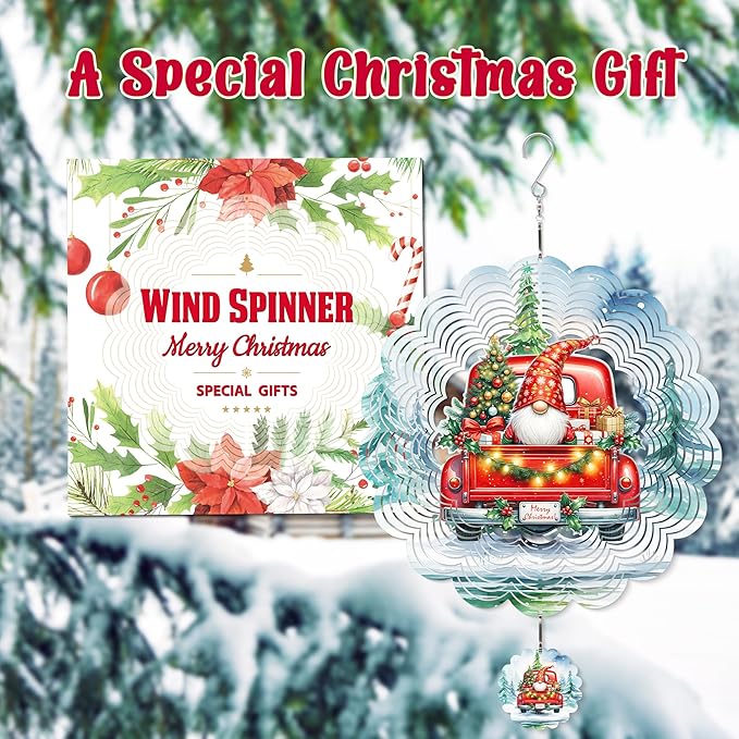 Wind Sculptures 3D Stainless Steel Christmas Decoration Garden Decoration Indoor Outdoor Hanging Ornament Worth Gift 12inch Santa Claus Metal Wind Sculptures