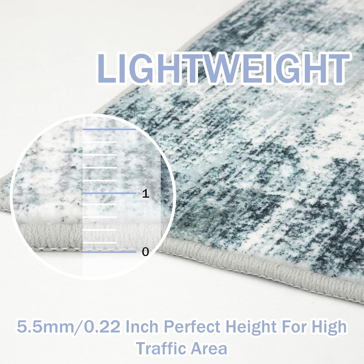 IOHOUZE Abstract Area Rugs 8x10 Ft Washable Large Rugs for Living Room, Non Slip Dining Room Rug, Printed Faux Wool Rug for Bedroom, Floor Carpet for Office Nursery Playroom, Sage Grey