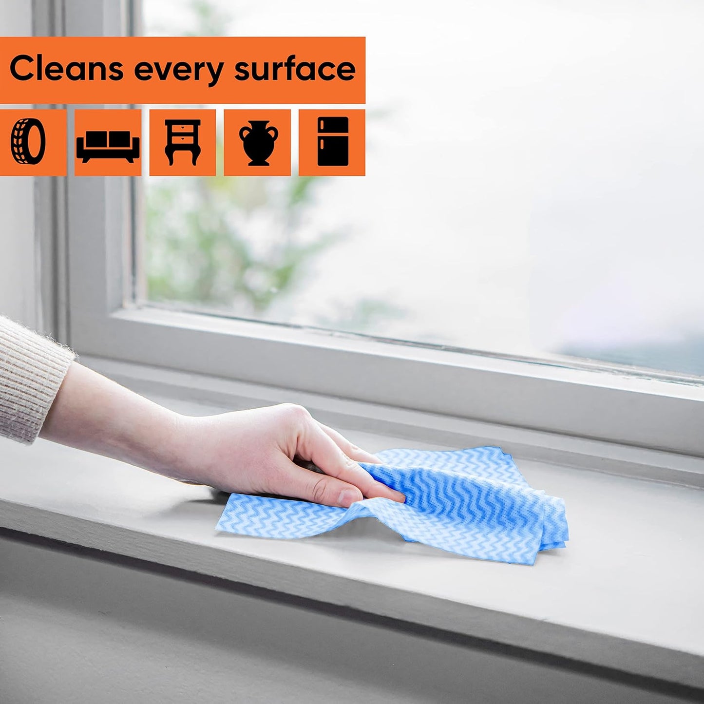 Superio Handy Wipes for Kitchen - Blue Reusable Multi-Purpose Heavy-Duty Cleaning Cloth for House, Bathroom, and Office. Disposable Dish Towel (25)