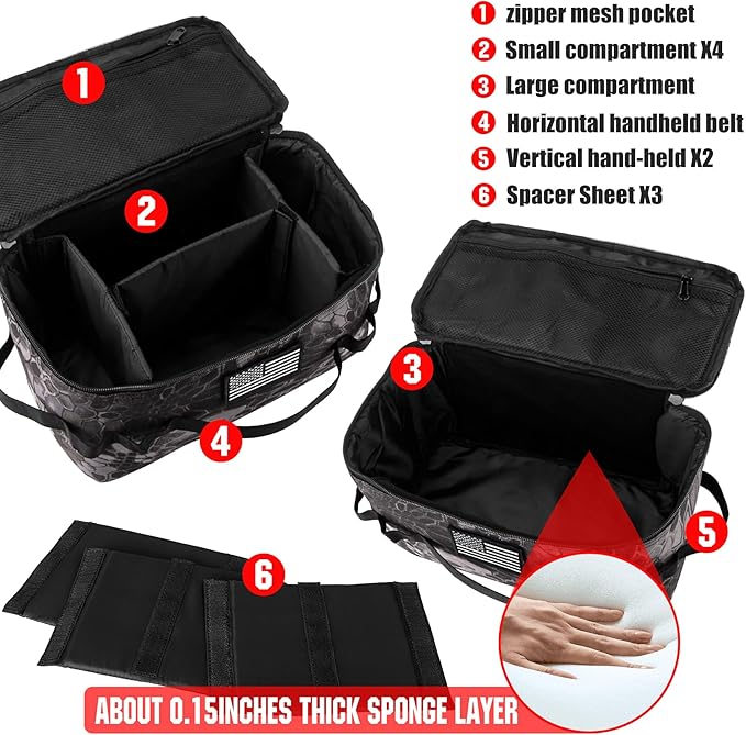 bvya Tactical Camping Storage Bag 11 Liters Outdoor Utility Tote Bag Camping Cookware Organizer Trunk Organizer with Flag Patch