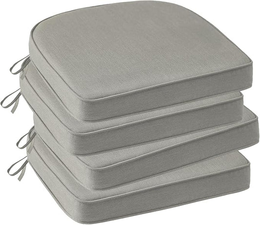 Outdoor Sunbrella Round Corner Seat Cushion, 17"x16"x2", Set of 4, Non Slip Seat Cushion Pads with Removable Cover for Patio Furniture, Garden Yard Lawn, Specrtum Pebble