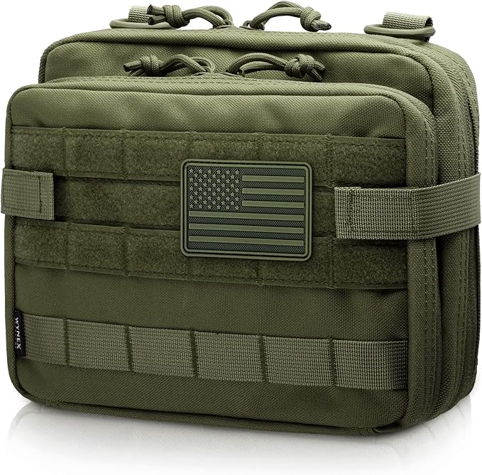 WYNEX Tactical Large Admin Pouch of Double Layer Design, Molle EDC EMT Utility Pouch with Map Sleeve Modular Tool Pouch Large Capacity Flag Patch Included