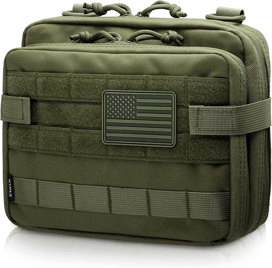 WYNEX Tactical Large Admin Pouch of Double Layer Design, Molle EDC EMT Utility Pouch with Map Sleeve Modular Tool Pouch Large Capacity Flag Patch Included