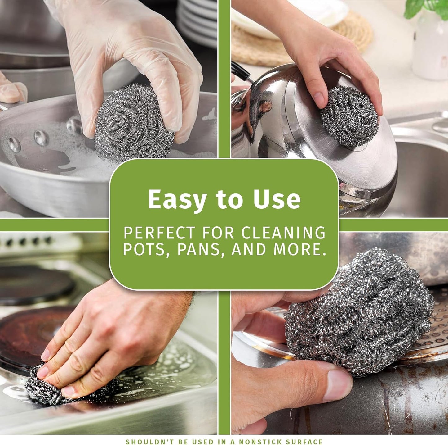 Brheez Stainless Steel Cleaner Scouring Pads [12 Pack] - Industrial & Commercial Strength Large Cleaning Supplies Dish Sponge - Individually Wrapped 100 Gram