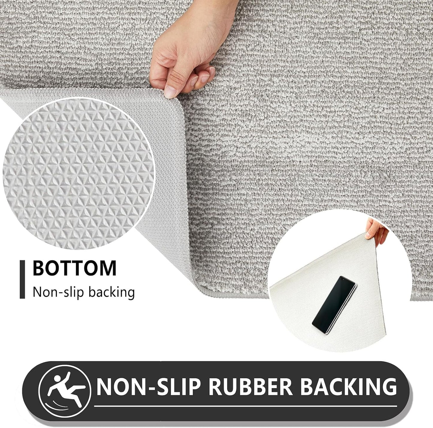 REFETONE Indoor Doormat, Front Door Mat 36"x59" Absorbent Rubber Backing Non Slip Back Door Mats, Washable Low-Profile Inside Floor Mat Door Rugs for Entryway, Resist Dirt Mud Mat for Dogs, Grey