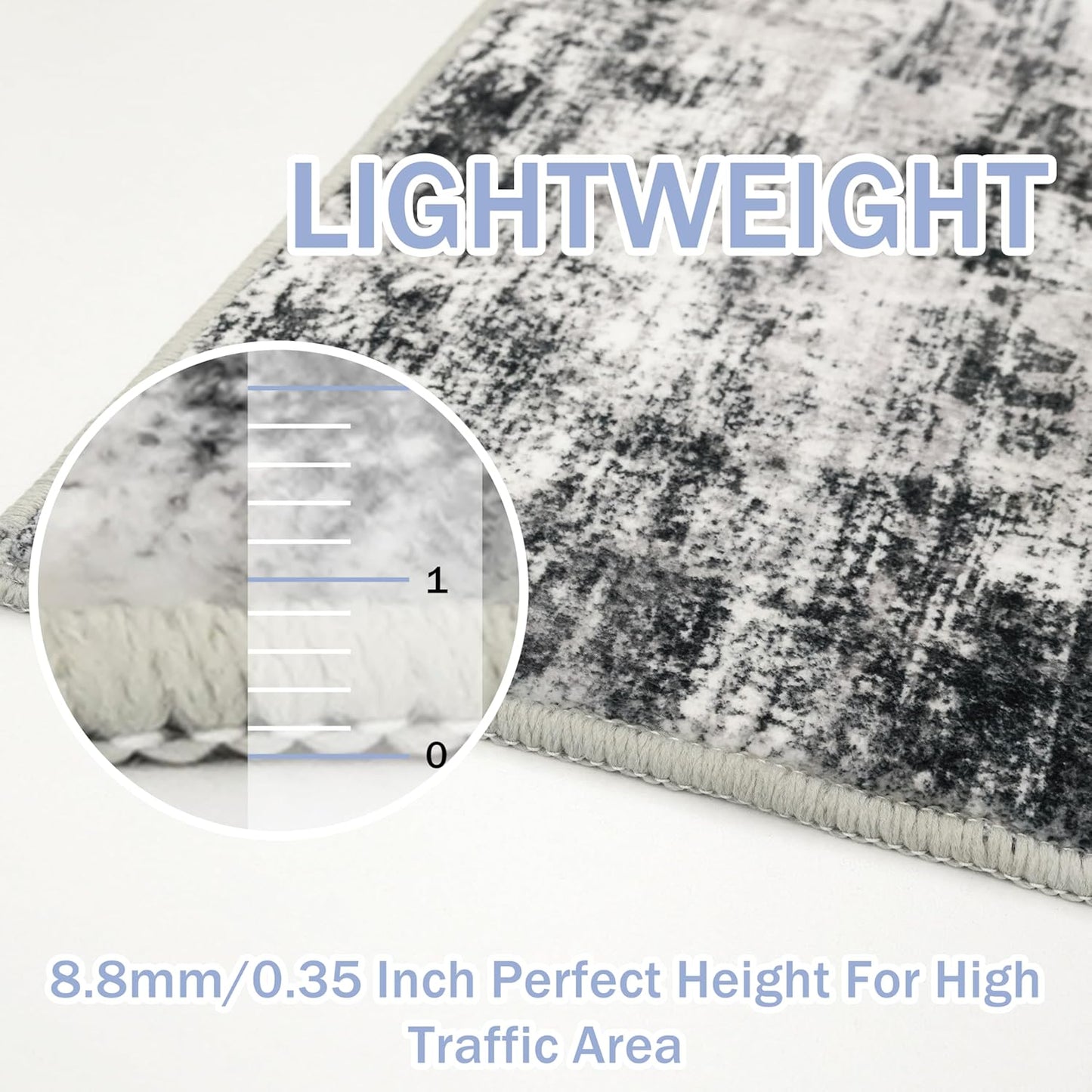 IOHOUZE Round Area Rug 3 Ft Circle Entryway Rugs Round Washable Door Mat Indoor Entrance, Non Slip Circle Front Door Rug, Printed Abstract Faux Wool Floor Carpet for Foyer Porch Sink, Black Grey