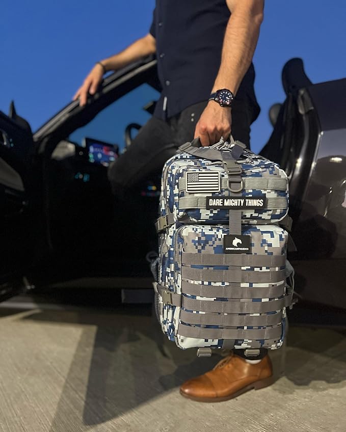 45L Elite Tactical Backpack | 3X Stronger Work & Military Backpack | Water Resistant and Heavy Duty | 3 Day MOLLE Bug Out Bag (Blue Jay)