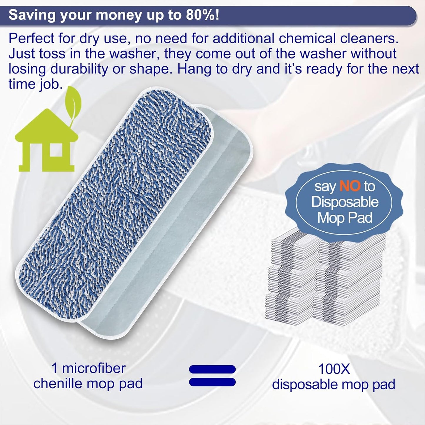 Replacement Mop Pad 16.5''x5.5'' for Floor Cleaning, 5 Pack Chenille Dust Mop Head Refills Attract and Pick Up Pet Hair, Washable Dry Cleaning Pads Compatible with Bona Mop and Most Spray Mops