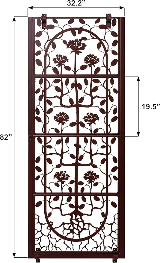 H Potter Wall Trellis Patio Deck Garden Balcony for Climbing Plants Metal Art Decor Decorative Privacy Screen Panel Outdoor Indoor Backyard Roses Vines Wall Brackets Included
