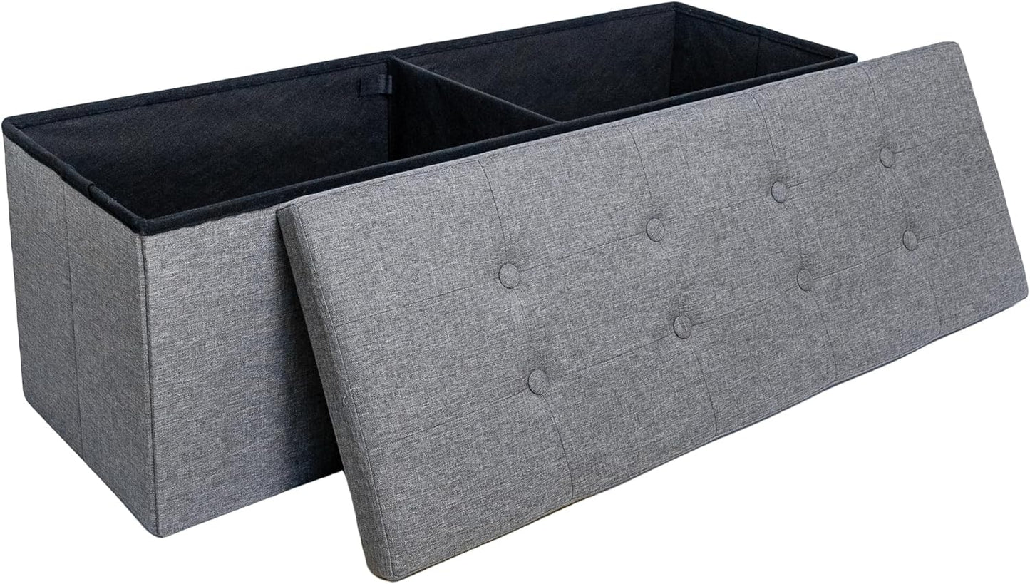 GLAXYFUR 43.3 inches Folding Storage Ottoman Bench Storage Chest Footrest for Bedroom, Entryway and Living Room, Holds up to 660 lb Dark Grey