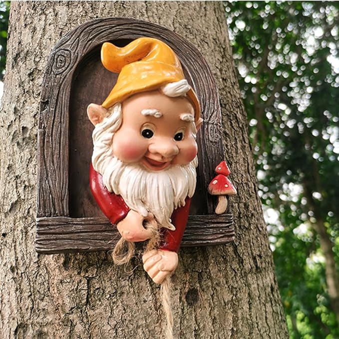 Climbing Gnomes Tree Decor - Cute Gnome Garden Statue Art Resin Dwarf Sculpture for Yard Outdoor Decoration Ornaments
