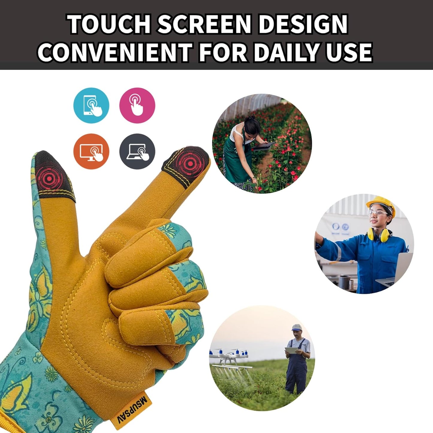 Thorn Proof&Puncture Resistant Gardening Gloves with Grip,Garden Gloves for Women, Leather Work Gloves,Gifts