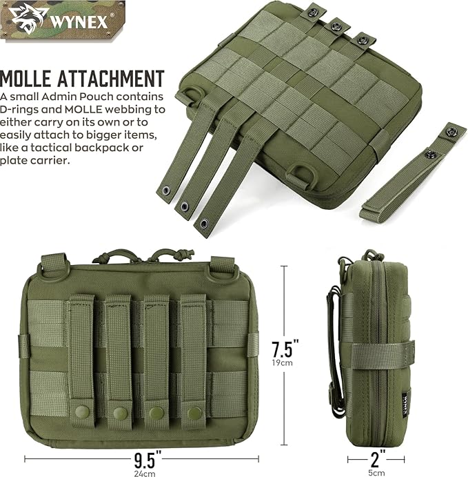 WYNEX Tactical Admin Molle Pouch, Medical EDC EMT Utility Bag Shell Design Attachment Pouches 1000D Nylon Hiking Belt Bags