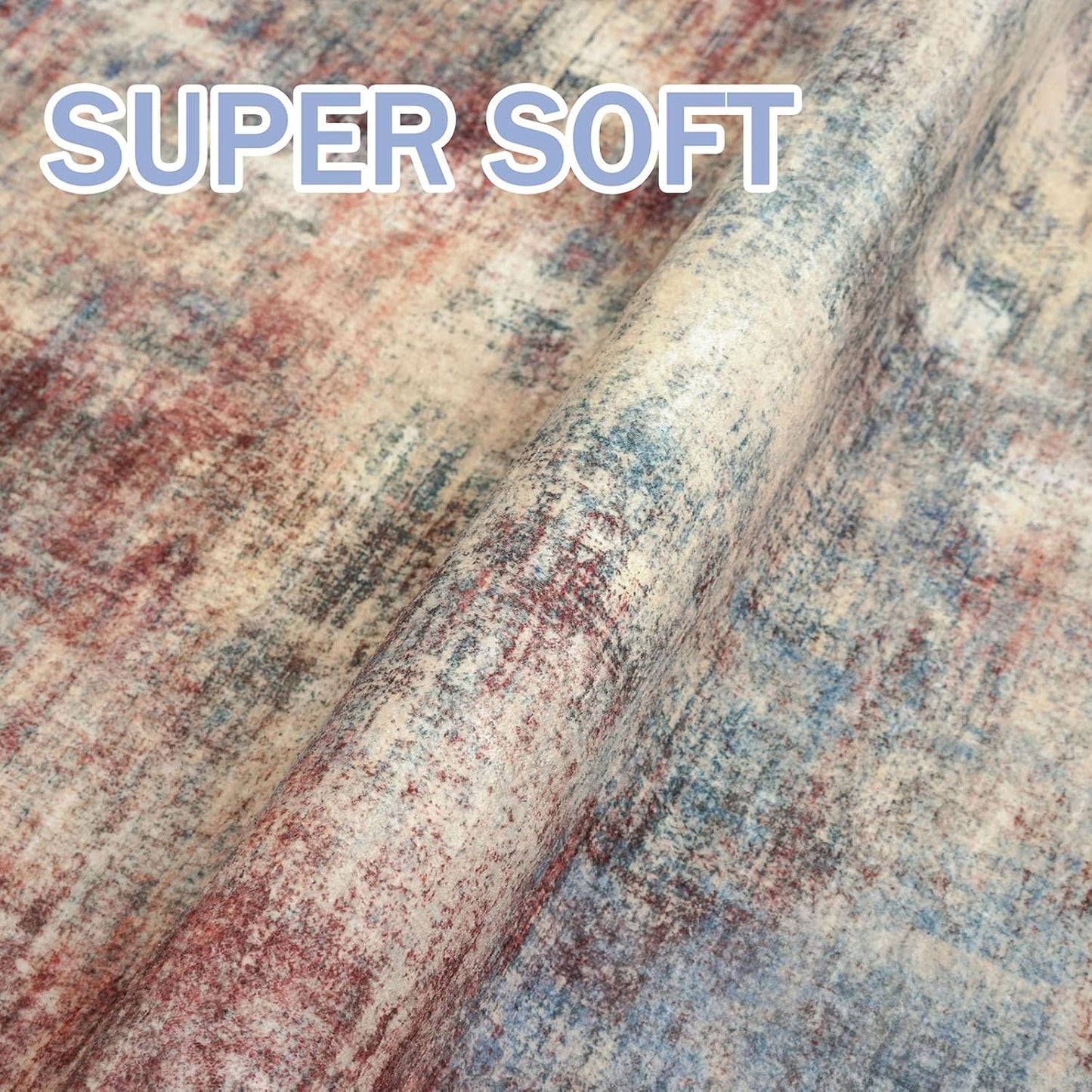 IOHOUZE Abstract Runner Rug 2x6 Ft Washable Runners for Hallways, Non Slip Kitchen Runner Printed Faux Wool Entryway Runner Indoor, Modern Abstract Floor Carpet for Hall Kitchen Bedroom, Red/Multi