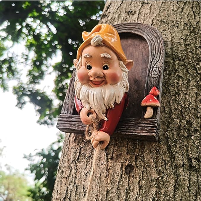 Climbing Gnomes Tree Decor - Cute Gnome Garden Statue Art Resin Dwarf Sculpture for Yard Outdoor Decoration Ornaments
