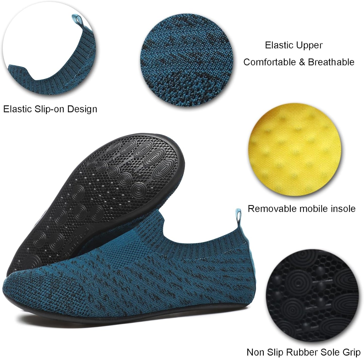 QZKDM Lightweight Slip on Grip Indoor House Slippers Barefoot Non Slip Home Exercise Yoga Shoes for Men Women