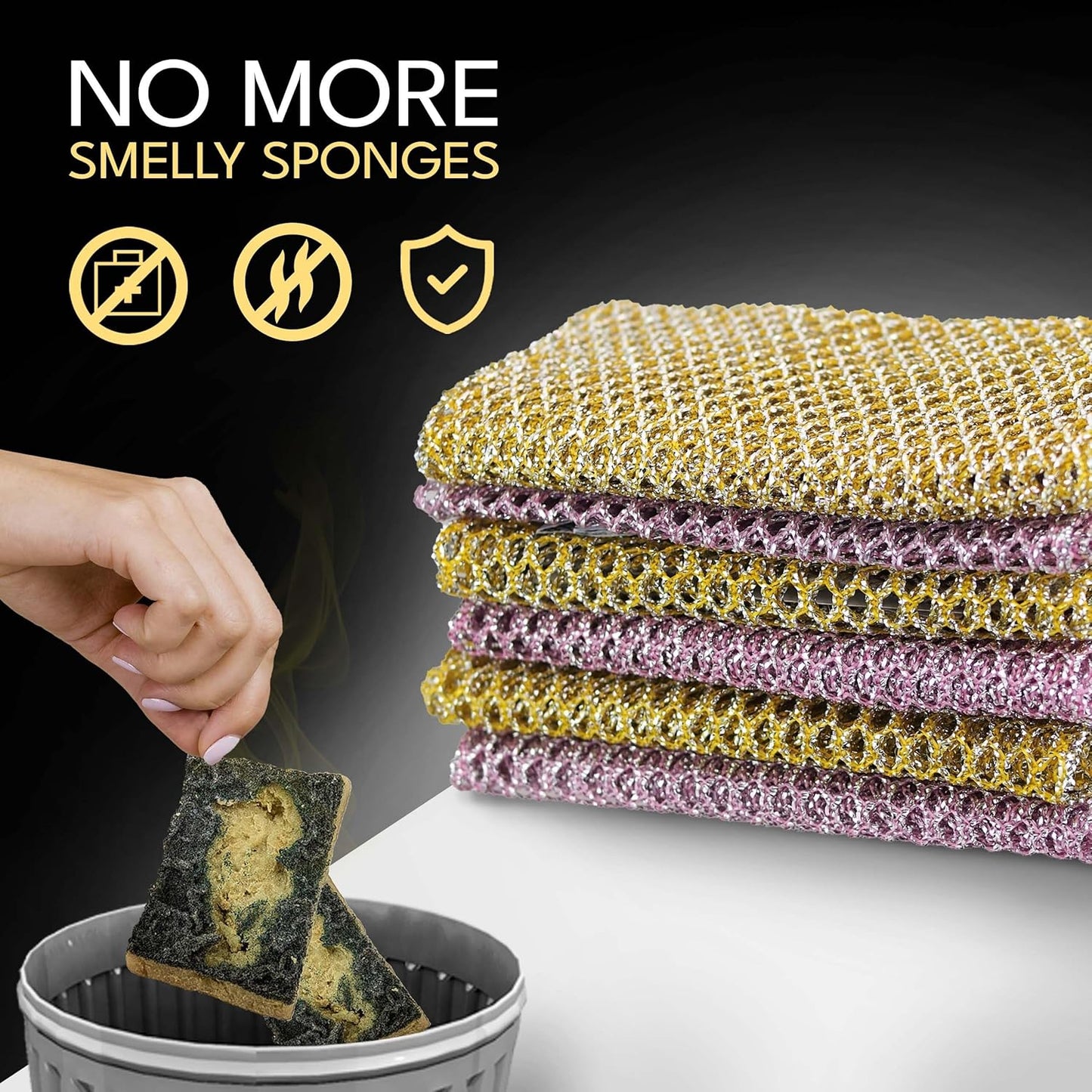 Heavy Duty Dish Scrubbers - Non Scratch Scouring Pads - Odorless and Long Lasting - Replace Sponges for Dish Washing, Scrubbing & Scouring - Kitchen, Floor and Bathroom Usage - Made in Korea (24 Pcs)