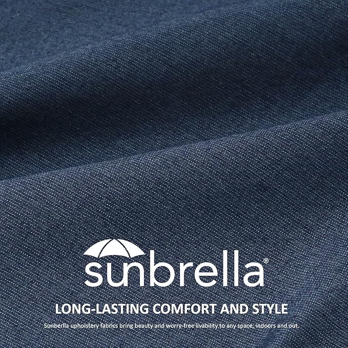 Sunbrella Square Corner Seat Cushions, 18.5" x 16" x 3", Set of 4, Indoor Outdoor Water Repellent Universal Chair Pads with Ties for Patio Furniture, Garden Dining Chairs, Specrtum Indigo