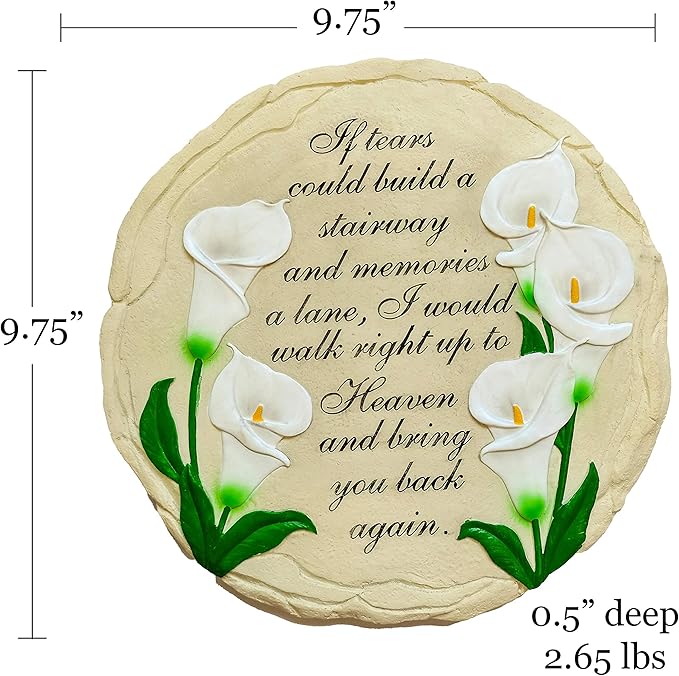 Spoontiques - Garden Décor - If Tears Could Build A Stairway Memorial Tulips Stepping Stone - Decorative Stone for Garden
