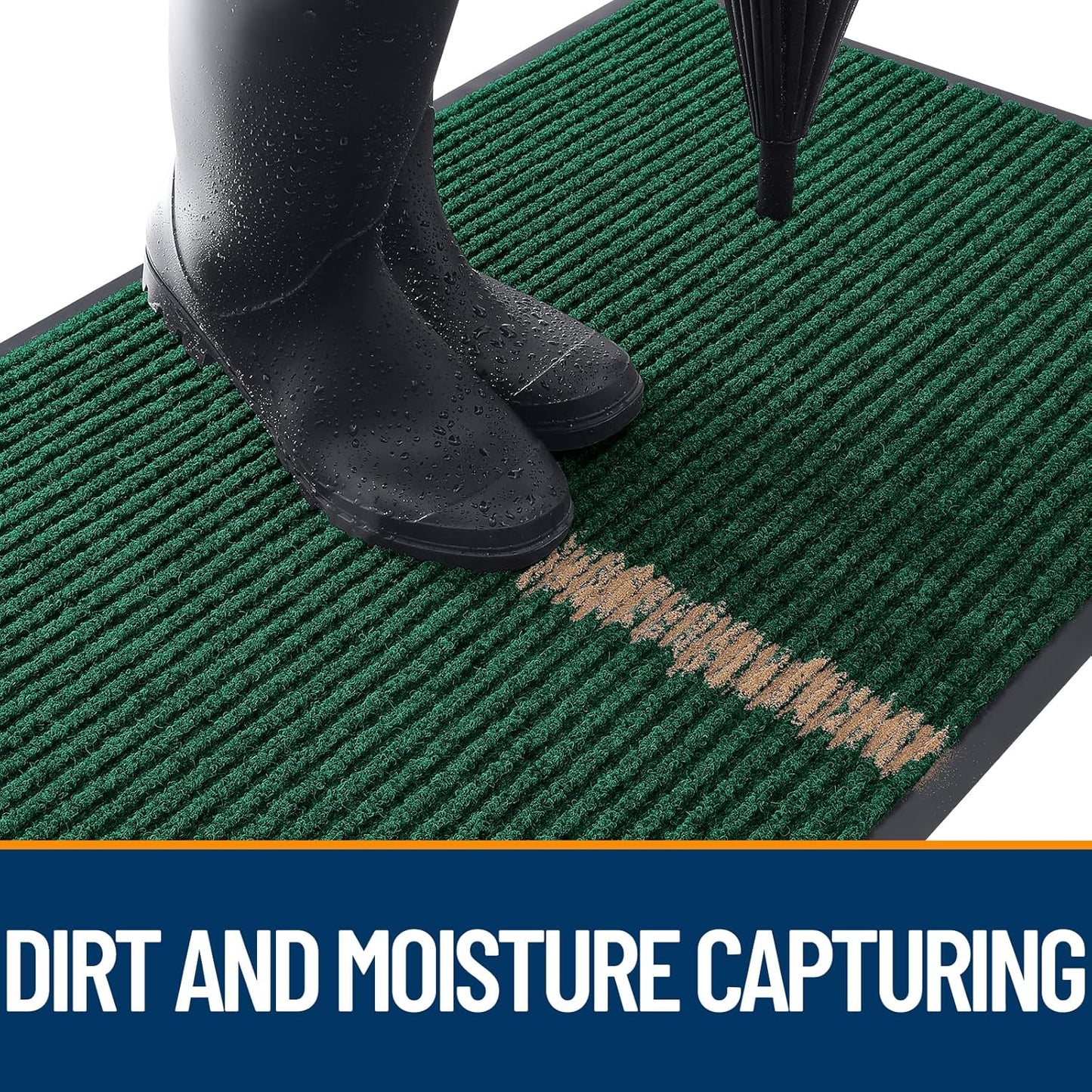 OLANLY Front Door Mat Indoor Outdoor Entrance, Waterproof Heavy Duty Doormat, Fade Resistant, Low Profile, Easy Clean Patio Porch Welcome Floor Mats for Entry, 33x21, Green