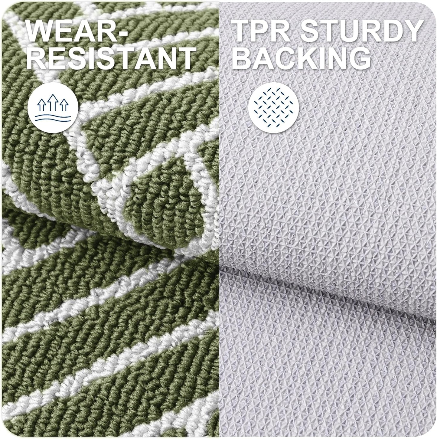 OLANLY Large Indoor Door Mat, 59x35 Inch, Dirt Resistant and Absorbent, Non-Slip Rubber Backing Floor Mats, Easy Clean Low-Profile Doormat for Entryway, Front Door, and Inside Entrance, Green