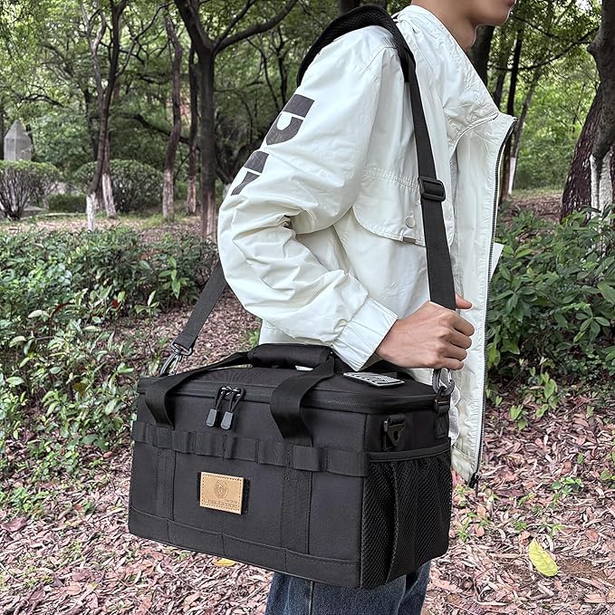 Tactical Camping Storage Bag 18L Tactical Utility Tote Bag Camping Cookware Organizer Trunk Organizer (Black)