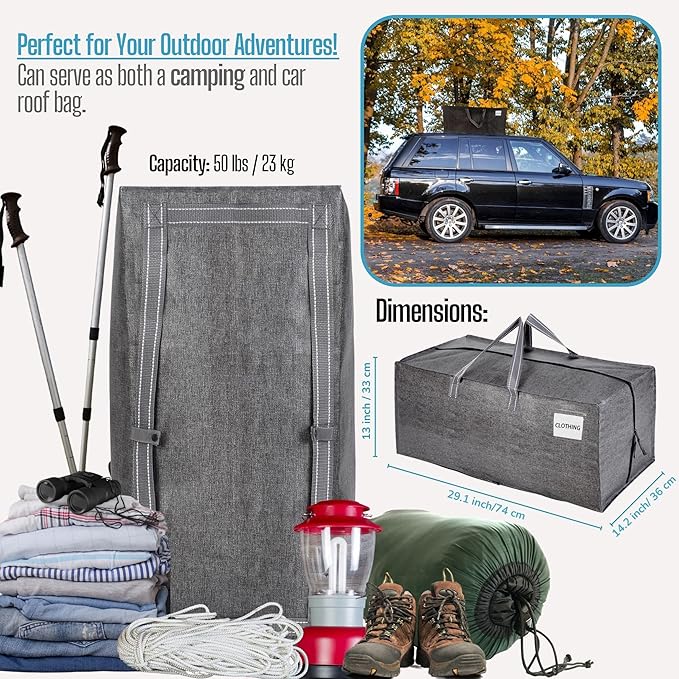 VENO 6 Pack Moving Bags w/Backpack Straps, Heavy Duty, Moving Boxes Alternative, Packing Supplies, Large Storage Totes for Dorm Room Essentials with Zipper for Clothes (Gray, 6 Pack)