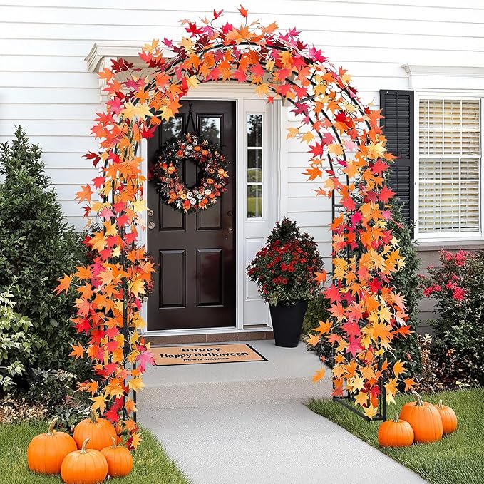 VINGLI Garden Arbor, Arch Archway for Wedding Ceremony Party, Steel Garden Trellis for Plant Climbing, Christmas Garden Decorations Pergola for Garden, Backyard, Lawn (Black, 75.5x22.8x94.5in)