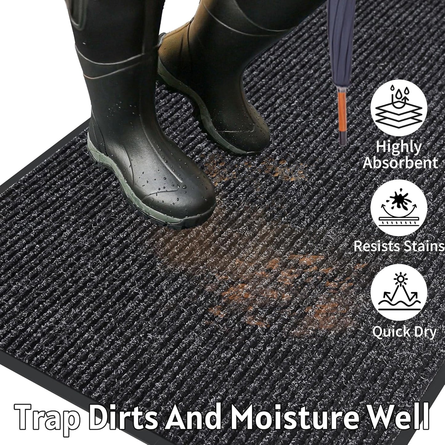 Front Door Mat Indoor Outdoor Entrance, 36" x 120" Dirt Resistant and Absorbent Door Mat, TPR Backing Non-Slip Doormats, Easy to Clean, Low Profile Welcome Floor Mat for Outside Entry