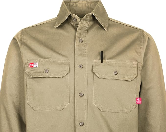 TICOMELA FR Shirts for Men Flame Resistant Shirt CAT2 Light Weight 6.5oz Fire Retardant Men's Welding Shirt