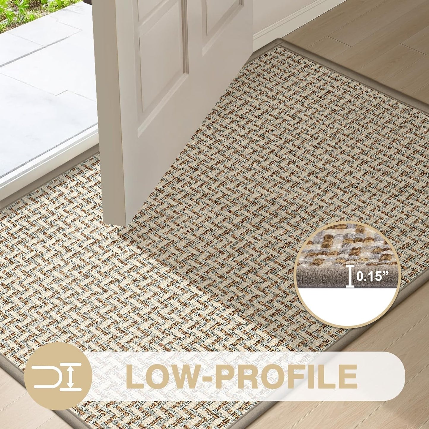 LEKEEPGO Door Mat Indoor Entrance 17"x29", Absorbent Indoor Door Mat, Non Slip Rubber Backing Inside Door Mats, Washable Floor Mat, Low-Profile Doormat for Front Door, Entryway, Entrance, Grey