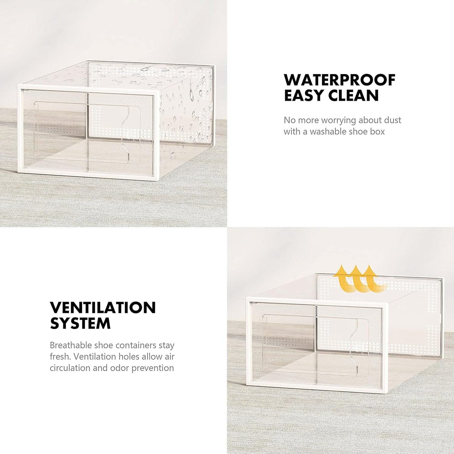 SEE SPRING 12 Pack Shoe Storage Box, Clear Plastic Stackable Shoe Organizer for Closet, Space Saving Foldable Shoe Rack Sneaker Container Bin Holder