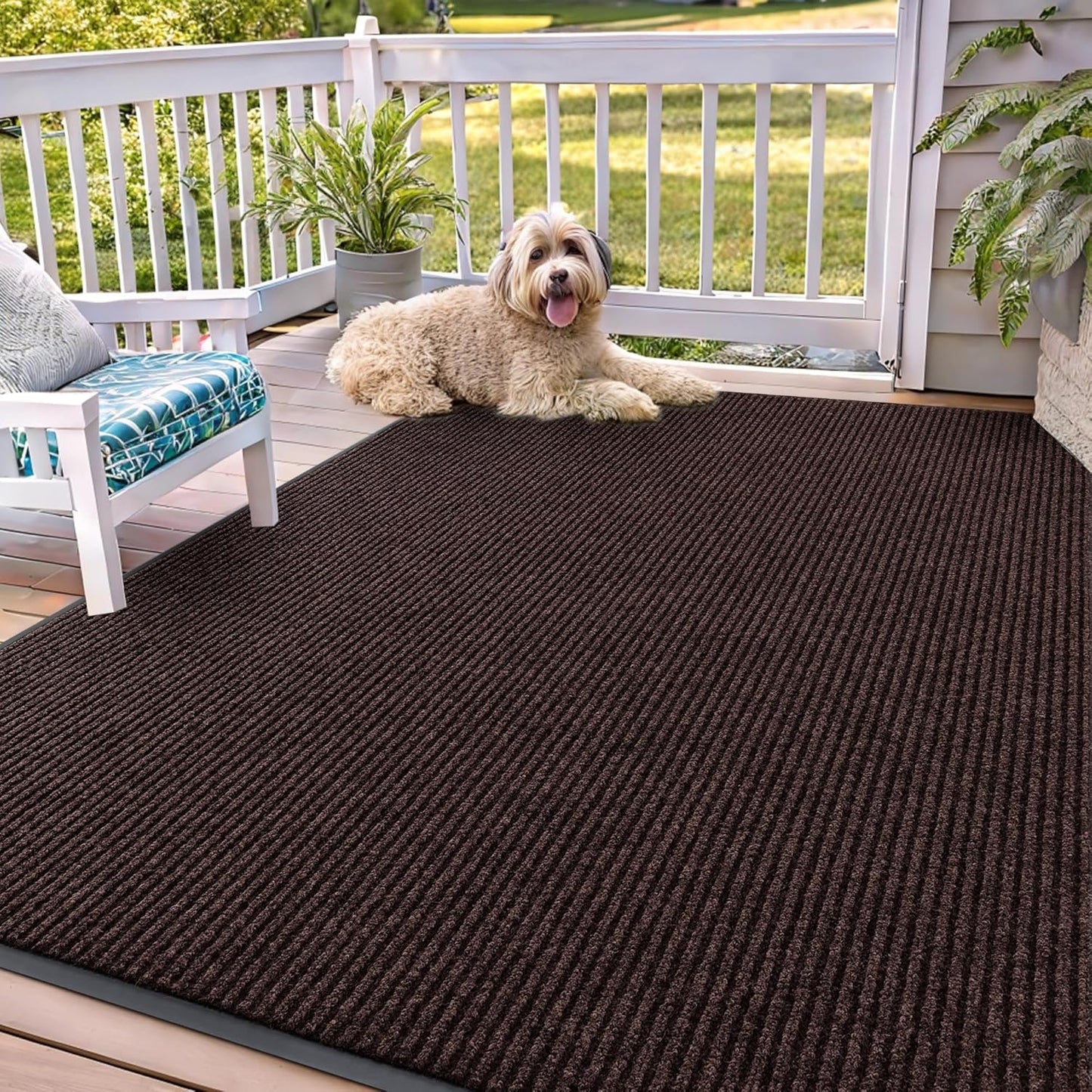 OLANLY Front Door Mat Indoor Outdoor Entrance, Waterproof Heavy Duty Doormat, Fade Resistant, Low Profile, Easy Clean Patio Porch Welcome Floor Mats for Entry, 71x47, Brown