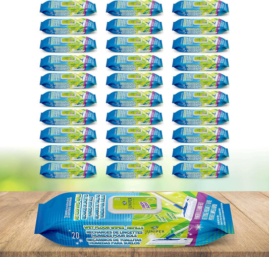 Wet Floor Wipes, Multi Surface Floor Cleaner Wet Mop Pads Fit Swiffer Sweeper Mop, Fresh Scent & Plant-Based Textured Cloth Trap Absorb Dirt, 20 Count (Pack of 30)