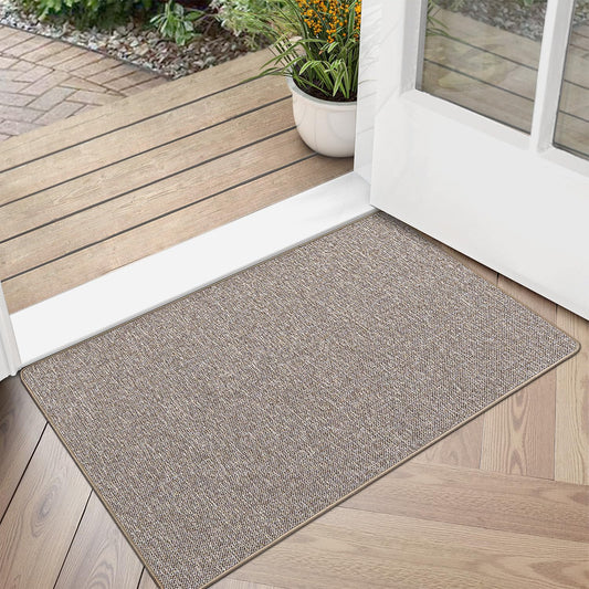 LUMI Ultra Thin Door Mat for Entryway, Low Profile Non Slip Rubber Backing Indoor Doormat, Easy Clean Welcome Entrance Mat for Inside House, Patio,Beige 24"x36"