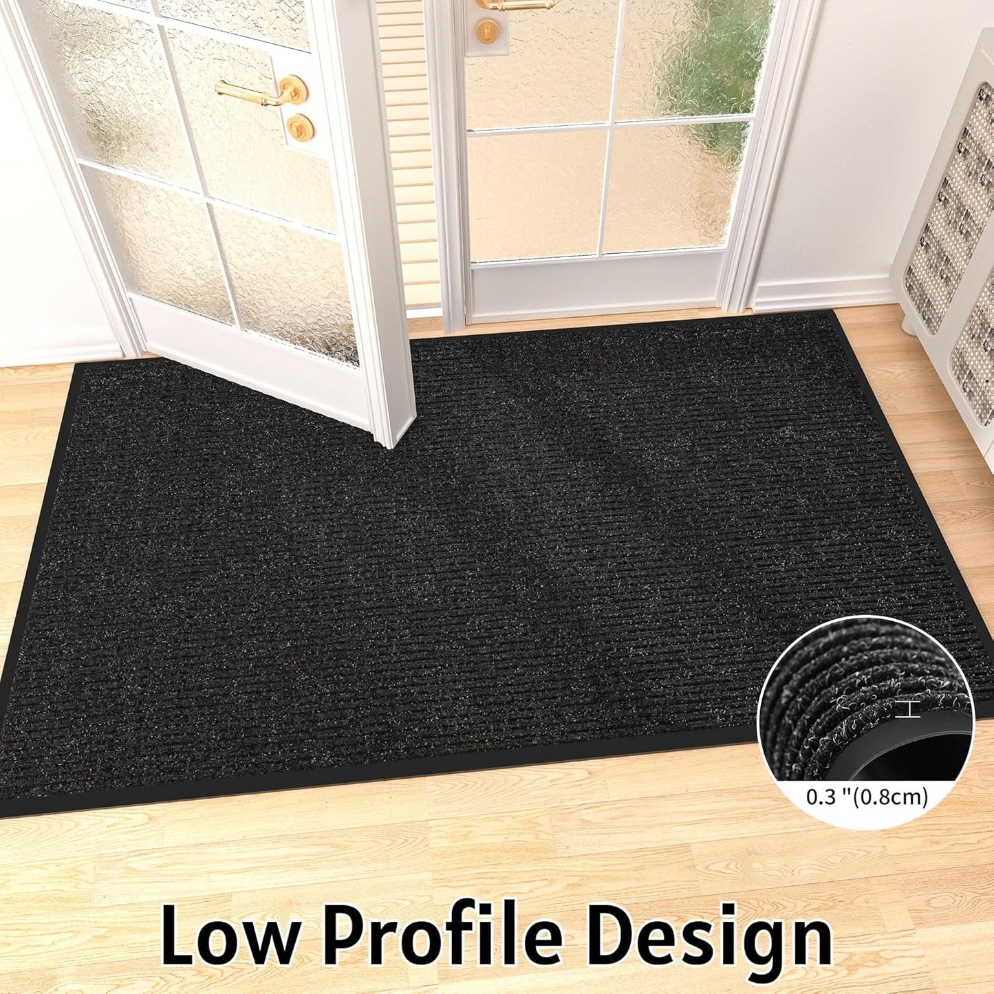 Front Door Mat Indoor Outdoor Entrance, 48" x 96" Dirt Resistant and Absorbent Door Mat, TPR Backing Non-Slip Doormats, Easy to Clean, Low Profile Welcome Floor Mat for Outside Entry