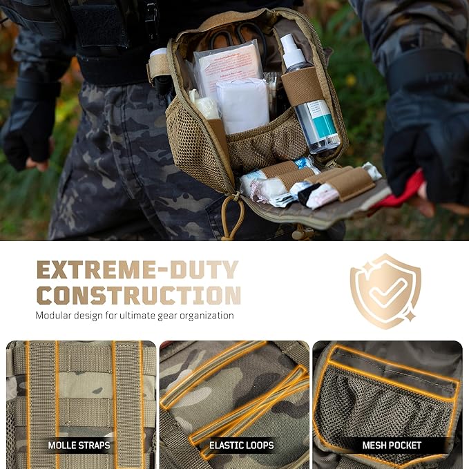 OneTigris IFAK Pouch - Large IFAK Molle Pouch Empty First Aid Bags Only Medical Trauma Kit Bag EMT Pouch MED Waist Bag for Outdoor