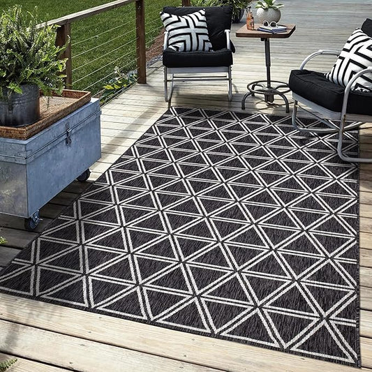 Keen Home Design Outdoor Rug - 6x9 Washable Indoor/Outdoor Rug for Patio, Balcony, Kitchen, Garden, Beach, Deck and Porch. Size: 6'7" x 9'2"