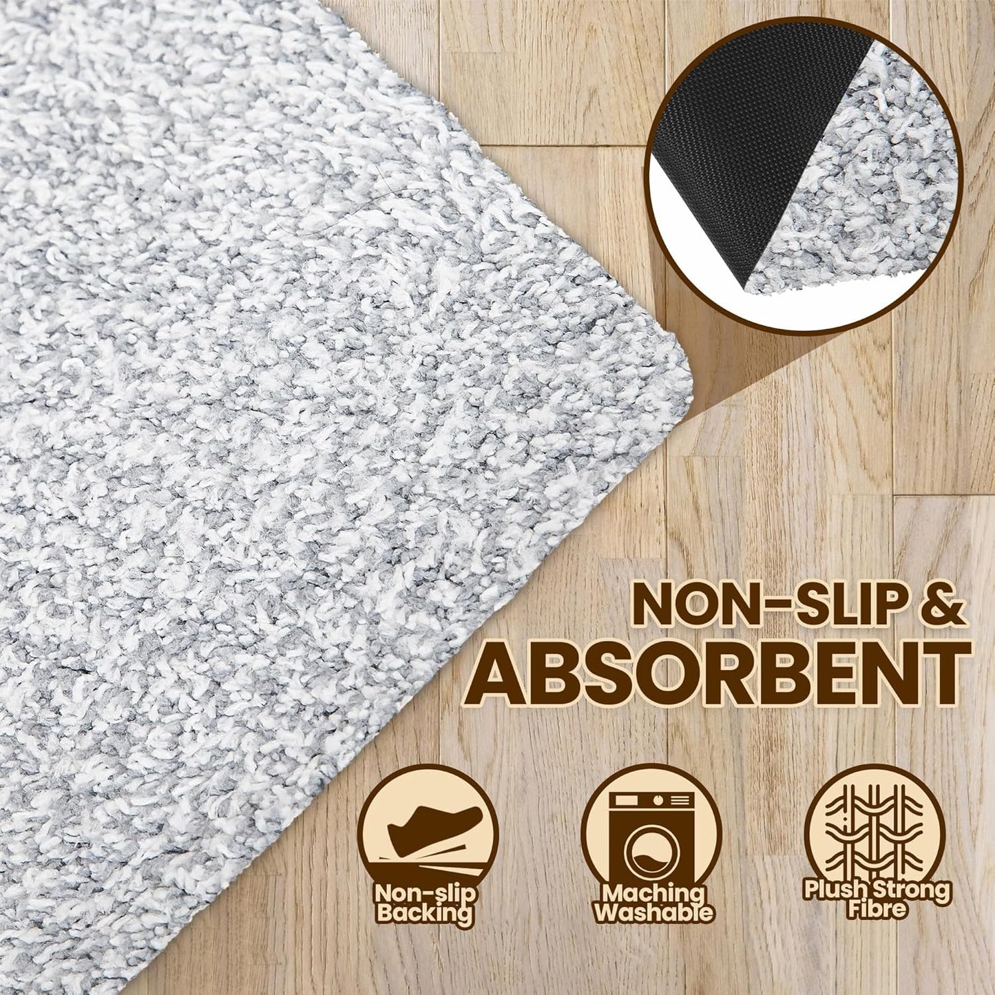 Premium Microfiber Indoor Door Mat – 32"x48" Washable Entry Mat, Non-Slip, Waterproof Backing, Super Absorbent, Low Profile Entryway Doormat for Indoor Entrance