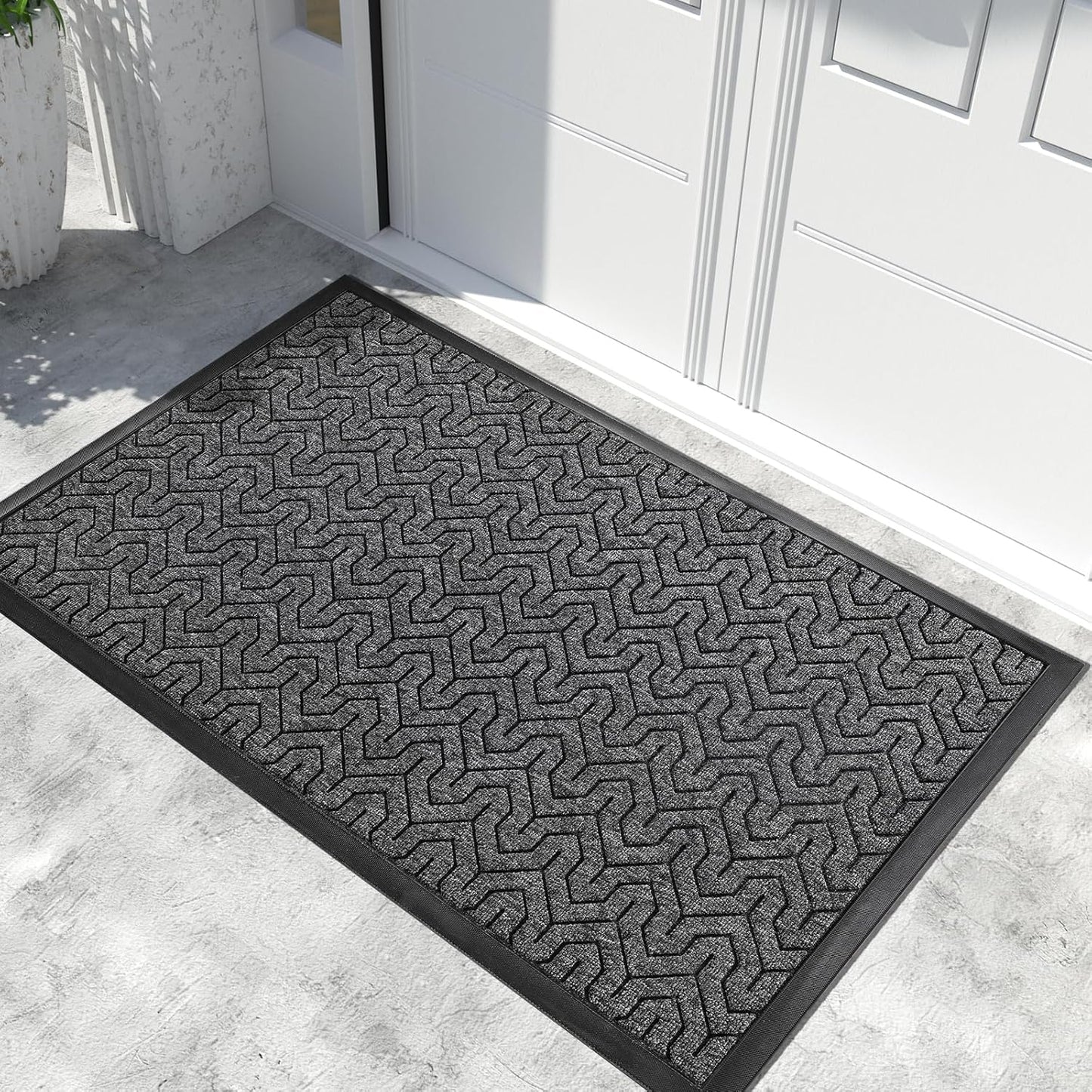 Yimobra Extra Large Door Mat Outside Entrance 60x32, Waterproof Heavy Duty Outdoor Mats for Front Door, Non Slip Rubber Entry Mat for Garage Patio, Easy Clean, Mix Grey