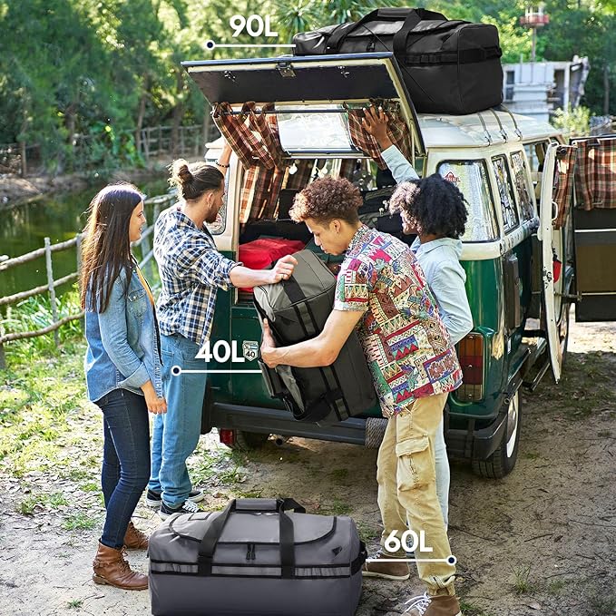 Haimont Mens Duffle Backpacks for Traveling, Convertible Gym Duffel Bag with Backpack Straps, Camping, Overnight Trip, Weekend, Sports Gear Carry-on Bag for Women, Hiking, 40L, Grey