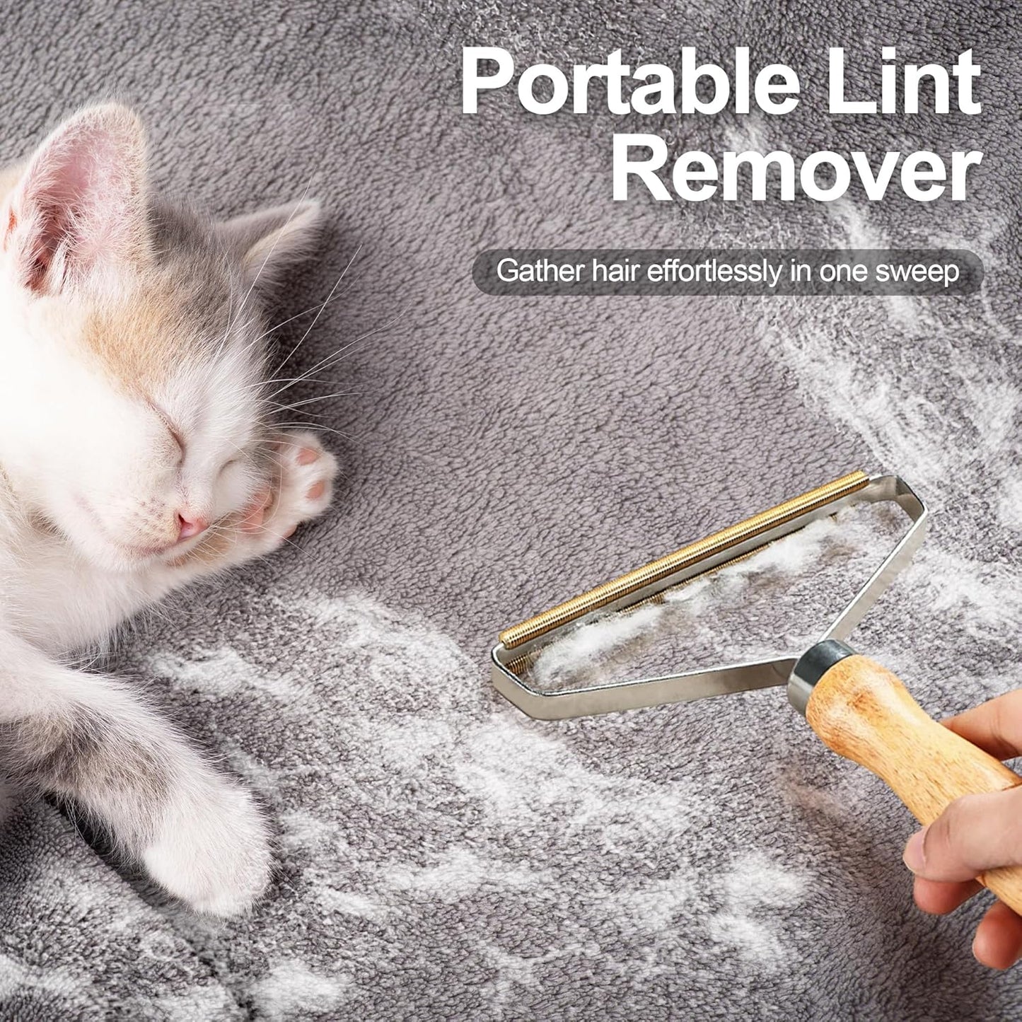 NEWE Rubber Pet Hair Removal Broom with Lint Fur Remover Tool, 57.5 inches Long Handle Silicone Carpet Brush Rake with Built-in Squeegee for Cleaning Rug, Tile, Floor (Gray Yellow)