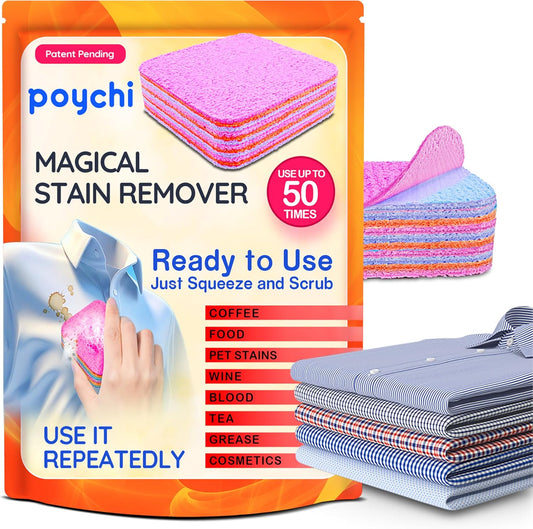 Magical Fiber Stain Remover- Use as Spot Remover- No Dry Cleaning Food, Grease, Coffee Off Laundry, Tea, Fabric, Pet Stains, Stain Remover Sponge Clothes, Carpet, Sofa, Mattress & Upholstery (1 Pack)