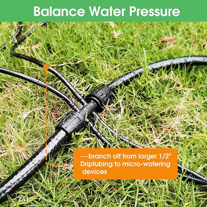 50FT 1/4 inch Drip Irrigation Tubing Distribution Hose Tube for Garden Irrigation System