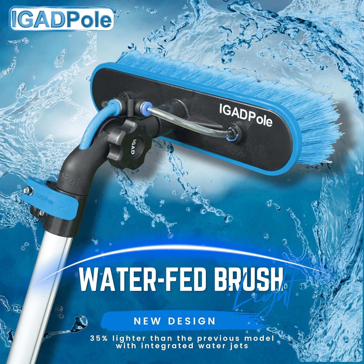 24ft IGADPole Washing Kit: Water-fed Brush, Cobweb Duster and 10” Squeegee and Soap Dispenser, with 6-Stage Telescoping Pole 5-24ft Pole