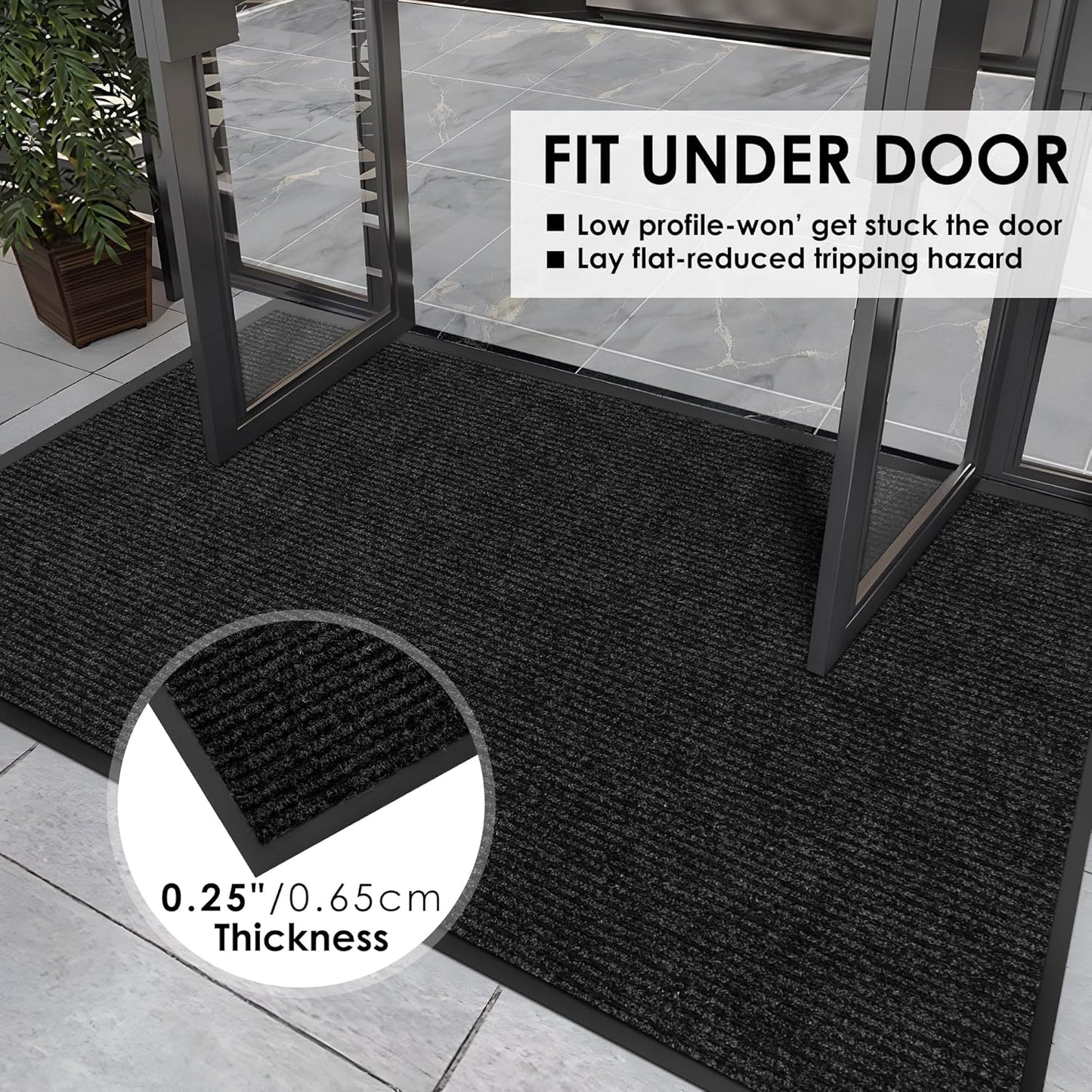 3′ x 61′ Front Door Mat Indoor Outdoor Entrance, Commercial Floor Mat Heavy Duty Dirt Trapper Entryway Doormat, Custom Size Non Slip Rubber Backing Welcome mat, Door Mat for High Traffic Area