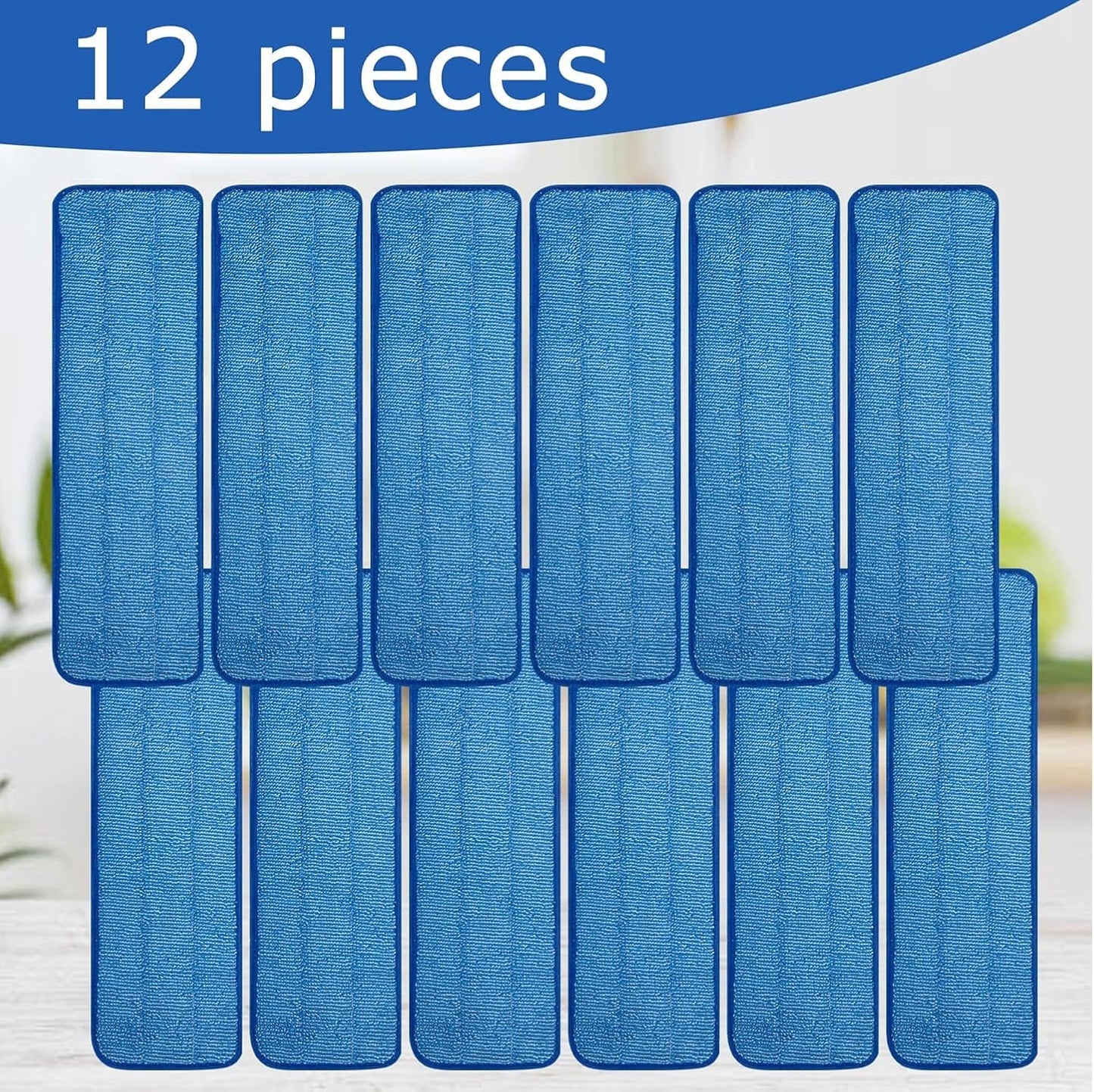12 Pack Microfiber Mop Pad Universal Commercial/Industrial/Professional 17-18 Inch Head- Heavy Duty Wet & Dry Cleaning Refills Reusable Mop Refills Fit for Most Bona/Rubbermaid/Flat Mops