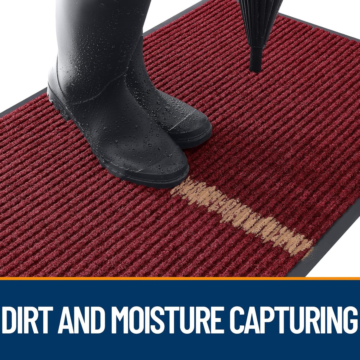 OLANLY Front Door Mat Indoor Outdoor Entrance, Waterproof Heavy Duty Doormat, Fade Resistant, Low Profile, Easy Clean Patio Porch Welcome Floor Mats for Entry, 35x23, Wine Red